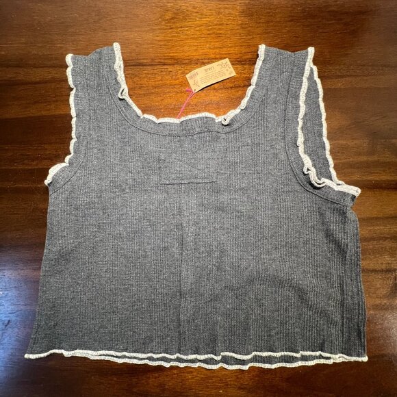 NWT Natural Life Nature Granola Whimsigoth Indie Tank Waffle Lettuce Hem Large - Picture 4 of 9